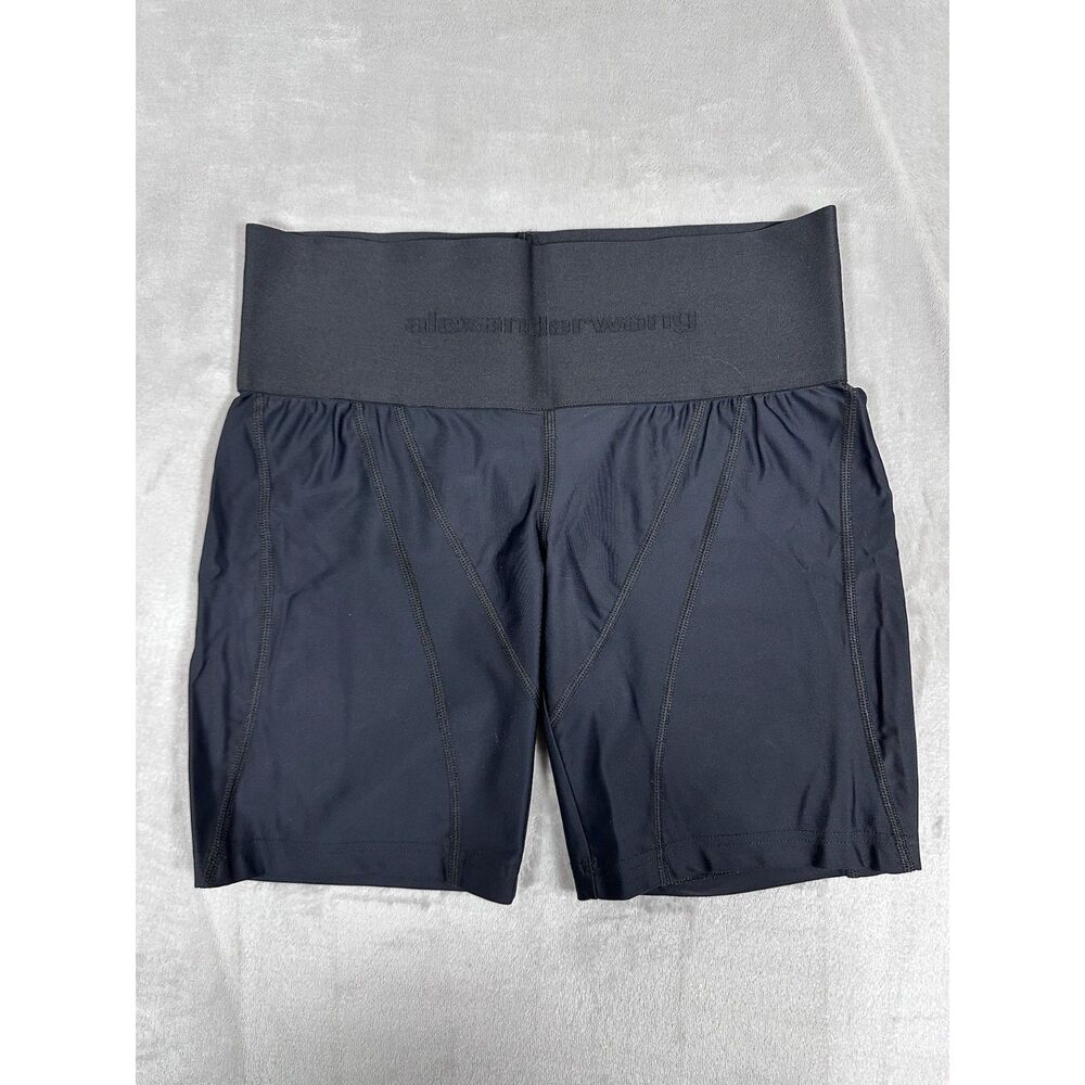 Alexander Wang SAMPLE Black High-Waist Biker Shorts Logo Waistband